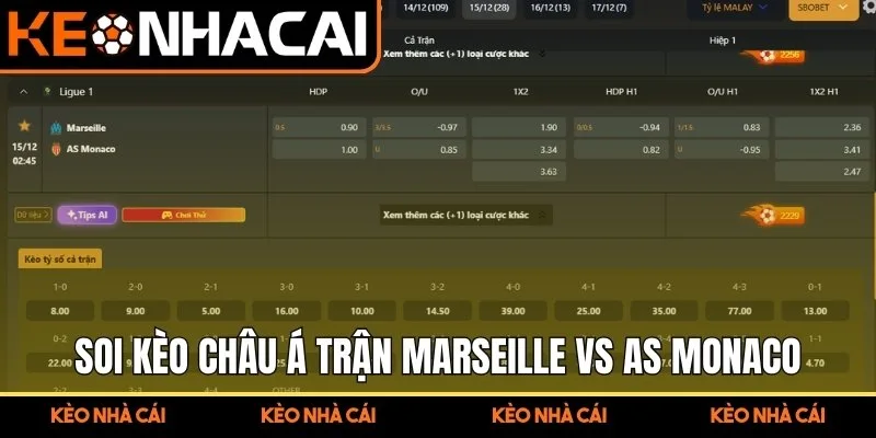 Soi Kèo Trận Đấu Marseille Vs AS Monaco (02:45 15/12, Ligue 1) 2 Soi kèo châu Á trận Marseille vs AS Monaco (02:45 15/12, Ligue 1)